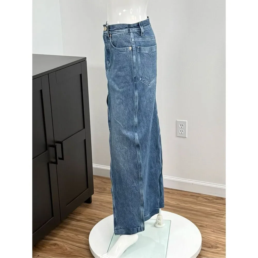 Alexander Wang Bonded Seam Crossover denim maxi skirt Size 25 - Picture 7 of 14